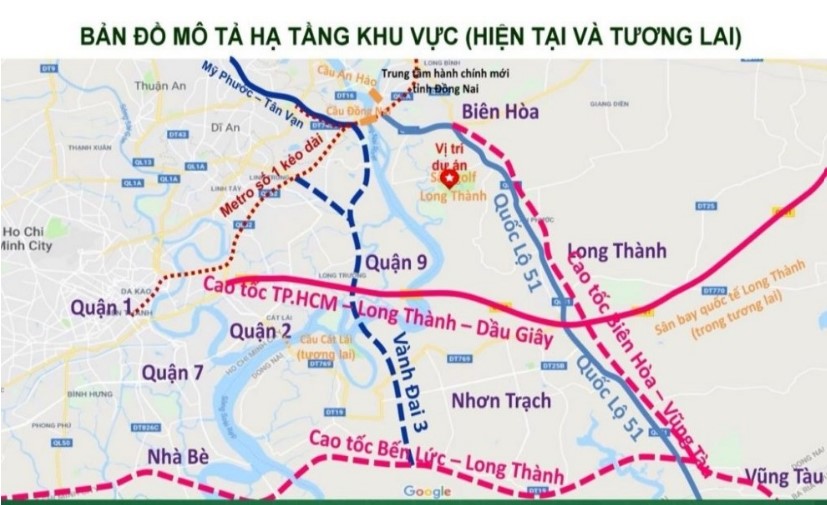 Bản đồ mô tả hạ tầng khu vực Cao tốc Biên Hòa Vũng Tàu