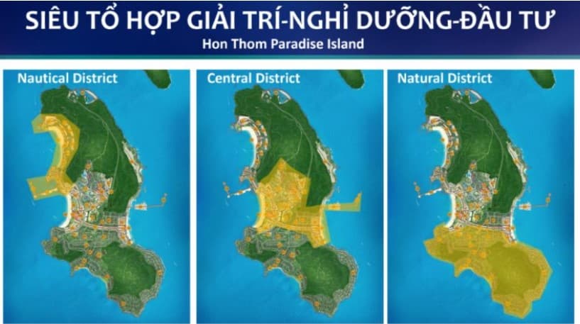 3 khu phân chính dự án Đảo thiên đường Hòn Thơm